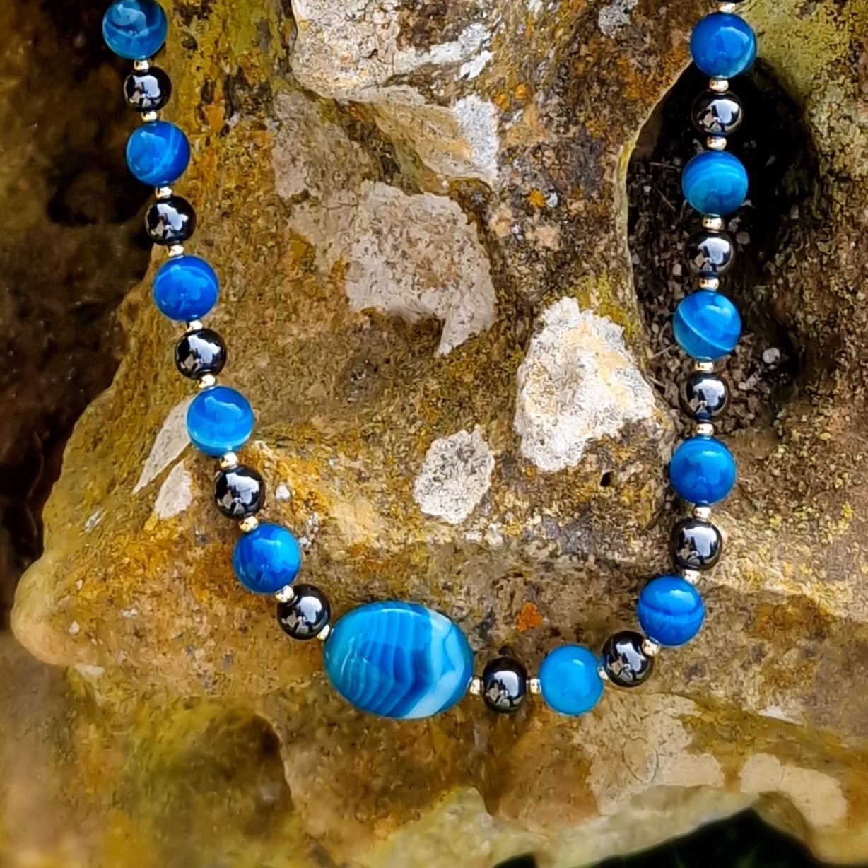 Collar Cohérence® - Piedras lunares, Amazonita, Oro.