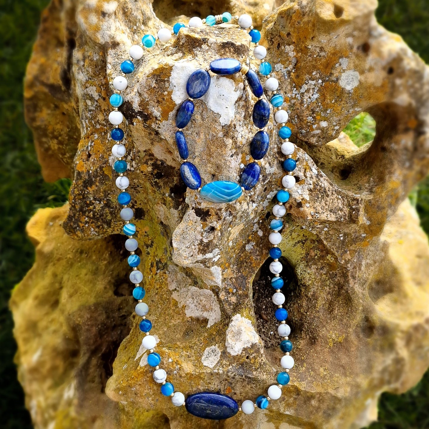 Pulsera Cohérence® - Rodonita, Lapislázuli, Oro