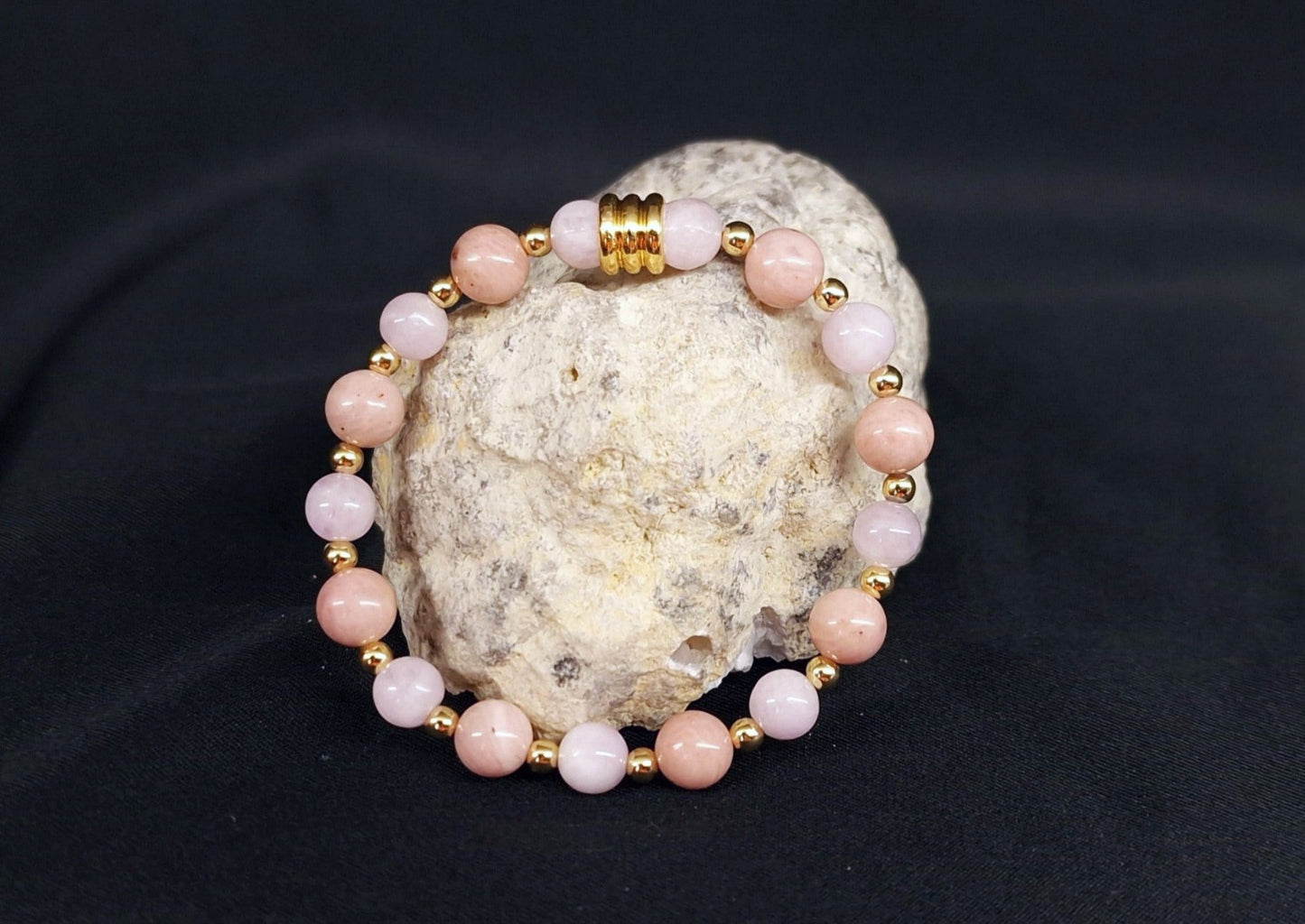 Bracelet de Cohérence® Enfants - Kunzite, Or, Rhodonite