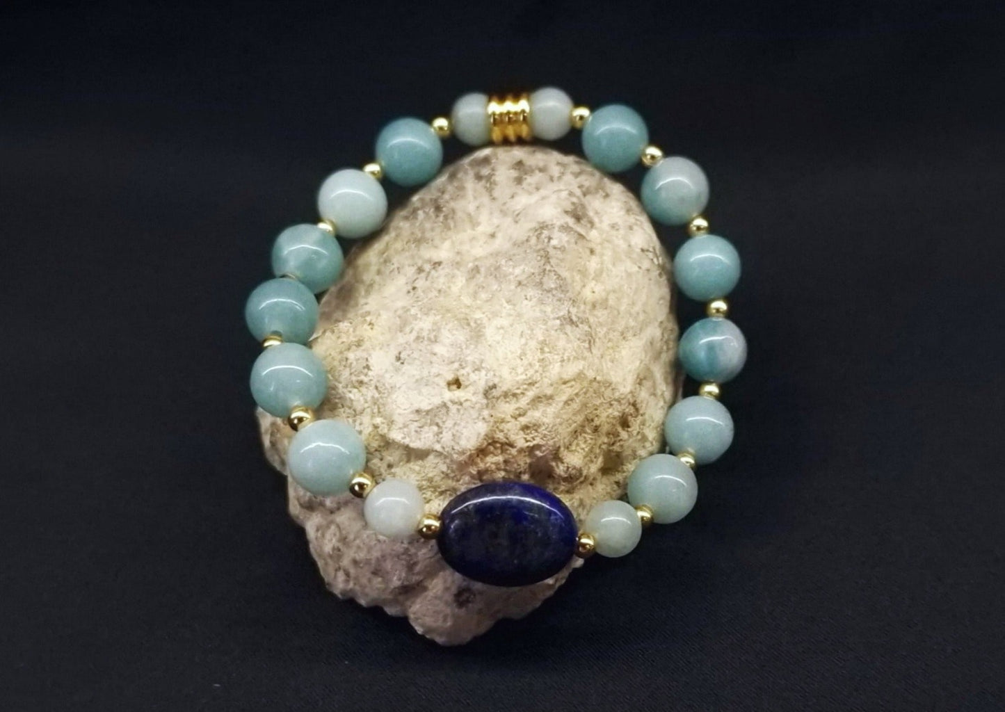Bracelet de Cohérence® - Lapis Lazuli, Or, Aigue Marine