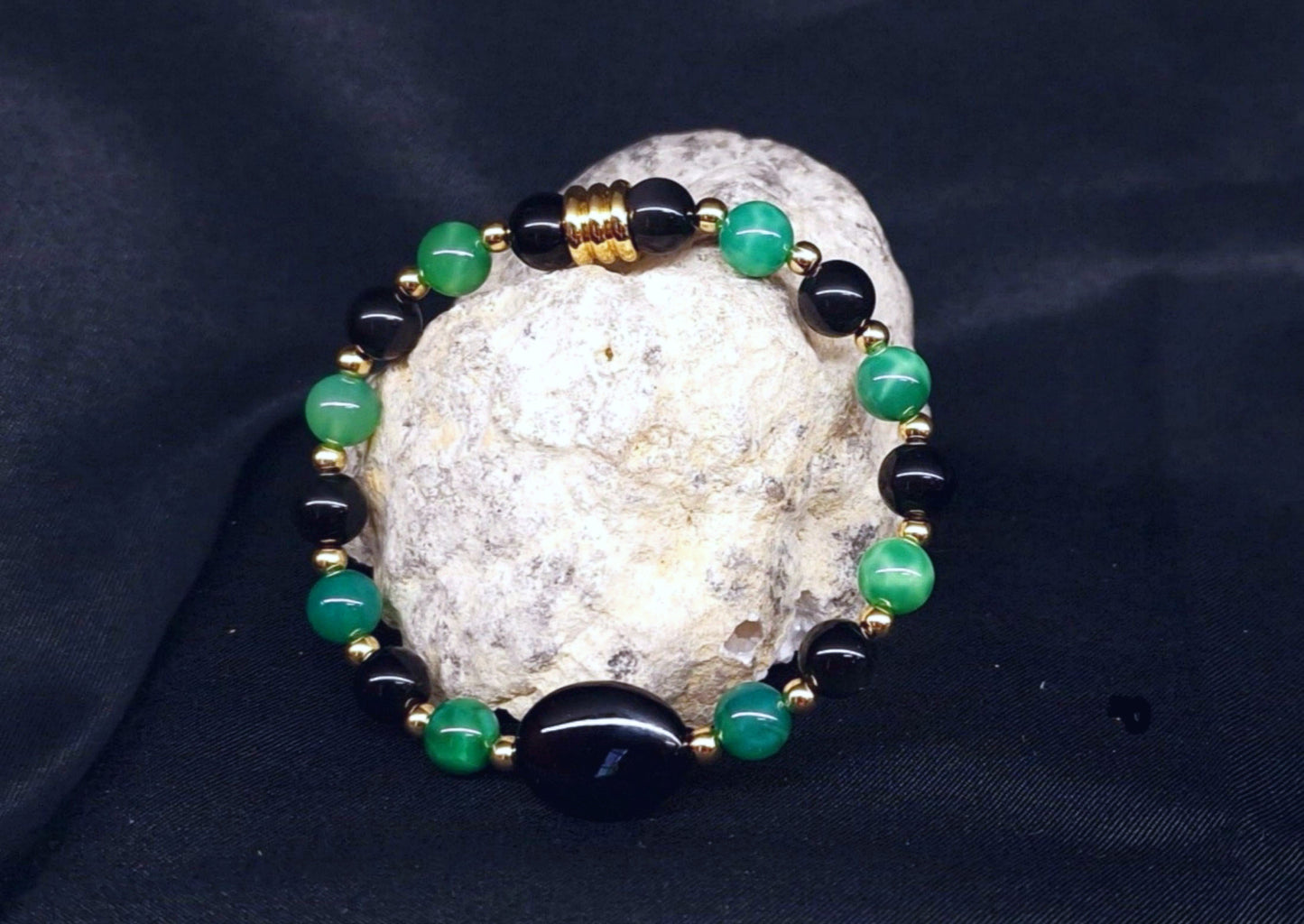 Cohérence® Children's Bracelet - Black Agate, Gold, Peacock Agate, Obsidian