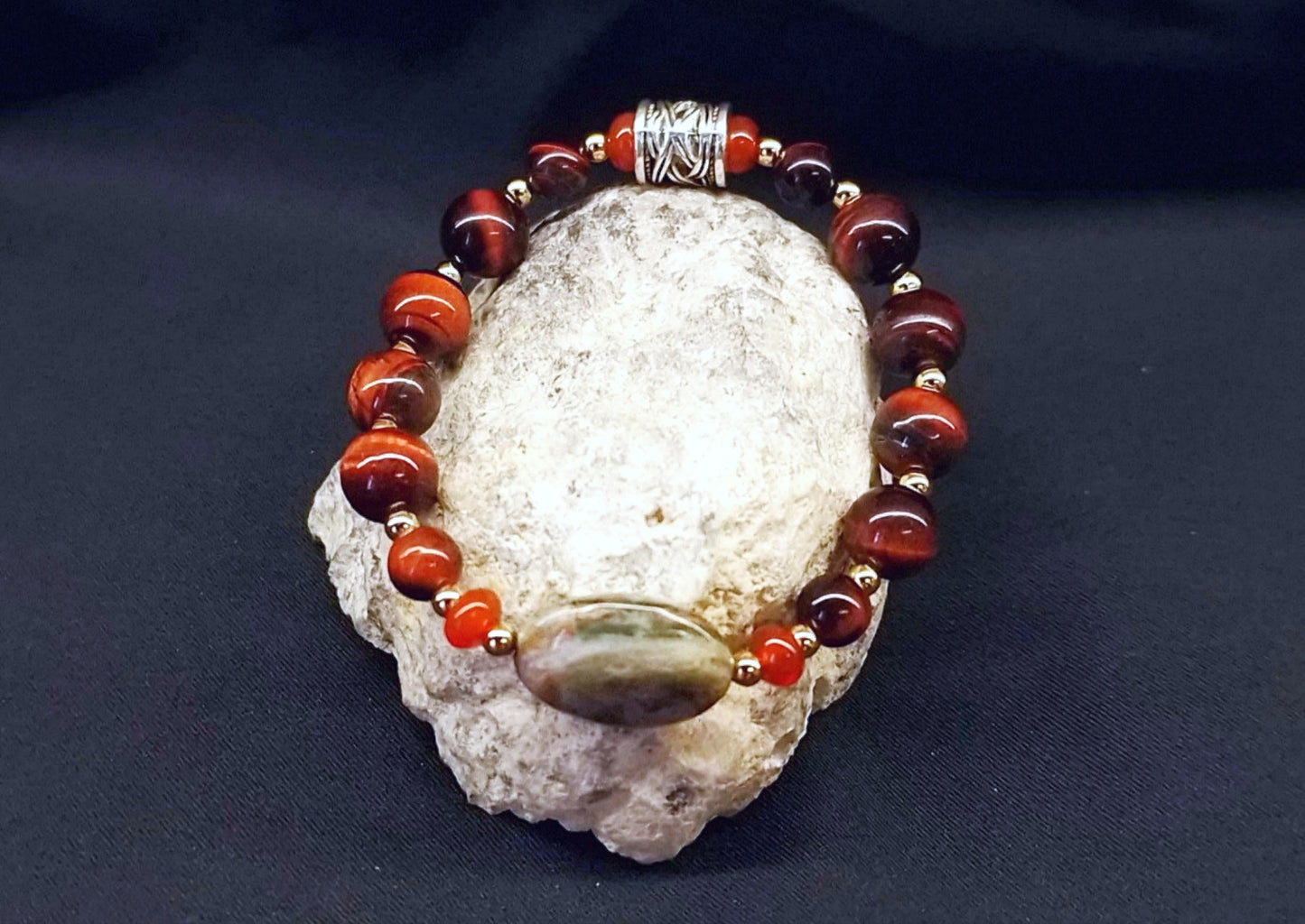 Bracelet de Cohérence® - Opale Verte, Or, Œil de Taureau, Cornaline