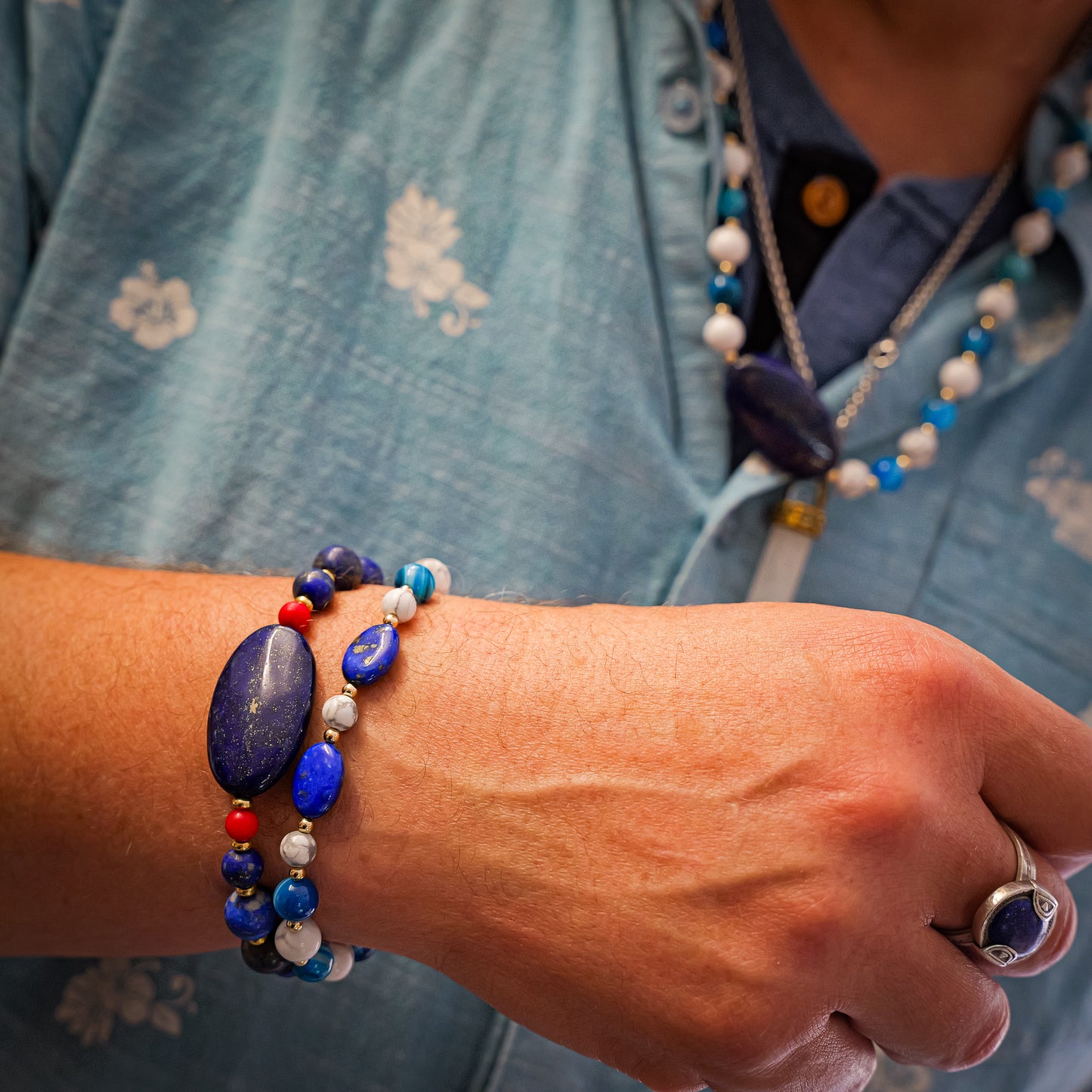Bracelet de Cohérence® - Lapis Lazuli, perle or rempli 14K, Grand Lapis Lazuli AA