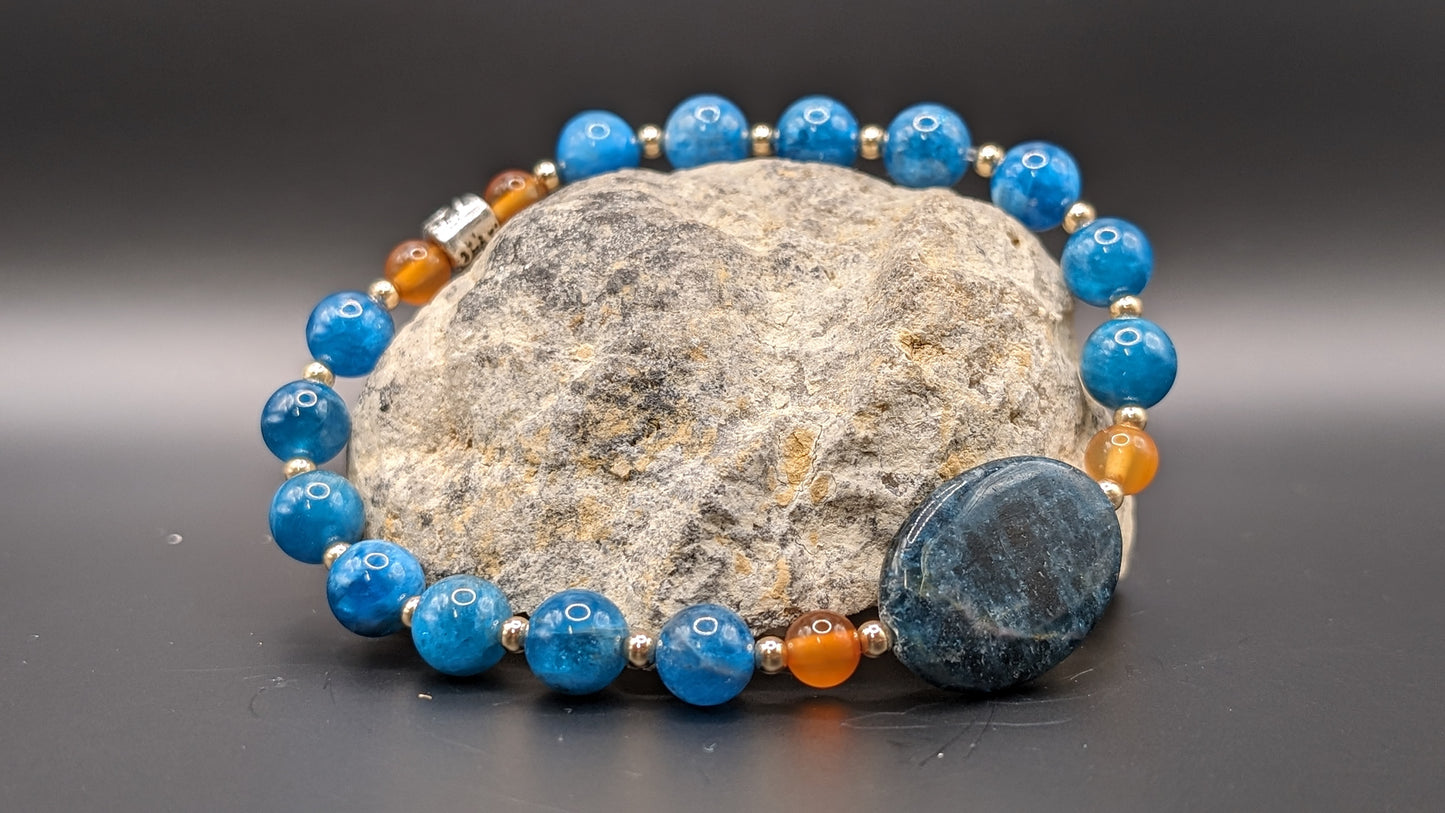 Bracelet de Cohérence® - Apatite, Or, Apatite bleue, Cornaline