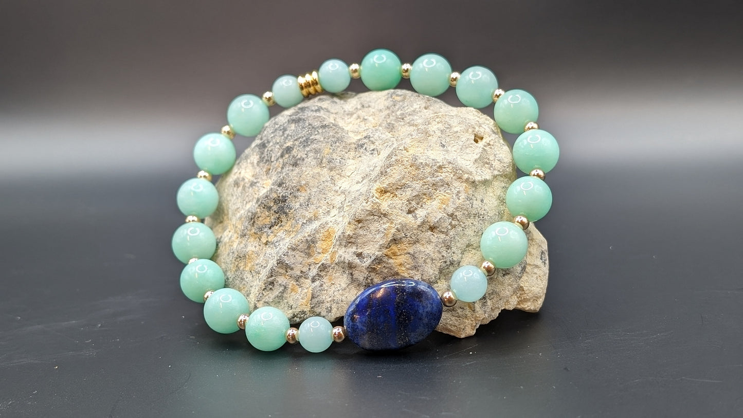 Bracelet de Cohérence® - Lapis Lazuli, Or, Amazonite