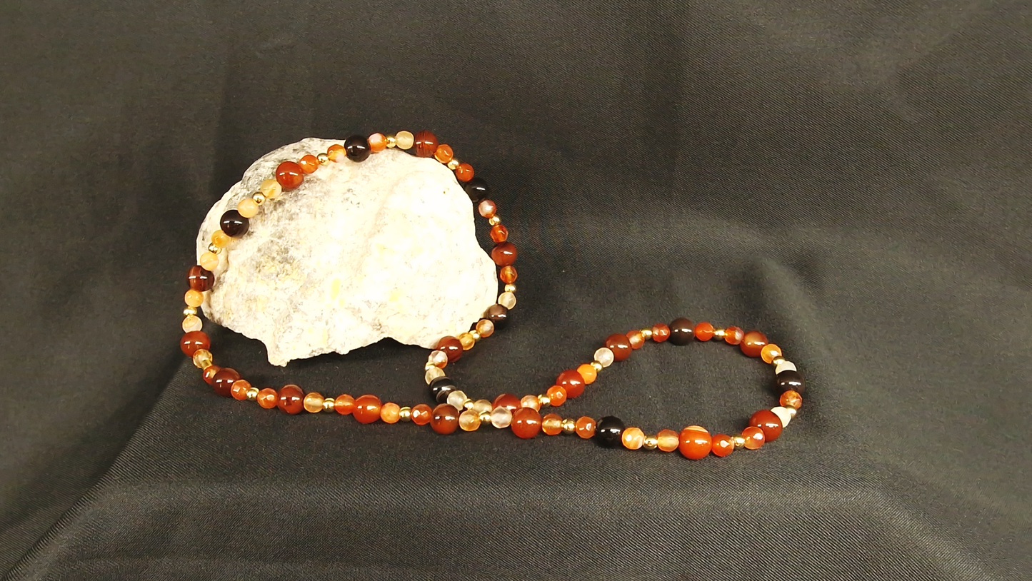 Collier de Cohérence® - Agate rouge, Cornaline, Or