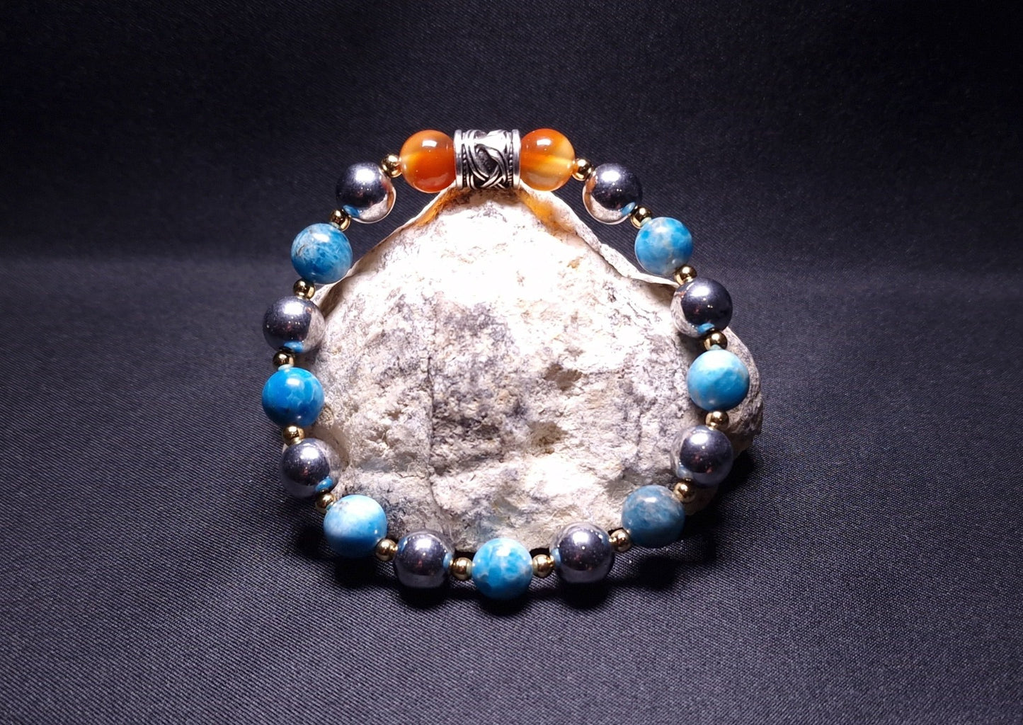 Bracelet de Cohérence® - Hématite, Or, Apatite, Cornaline
