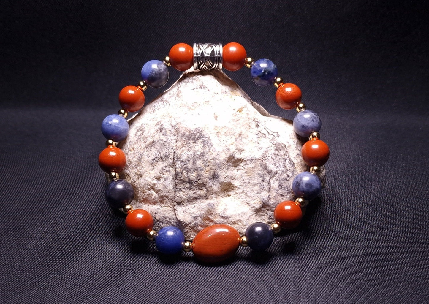 Bracelet de Cohérence® - Jaspe rouge, Or, Sodalite