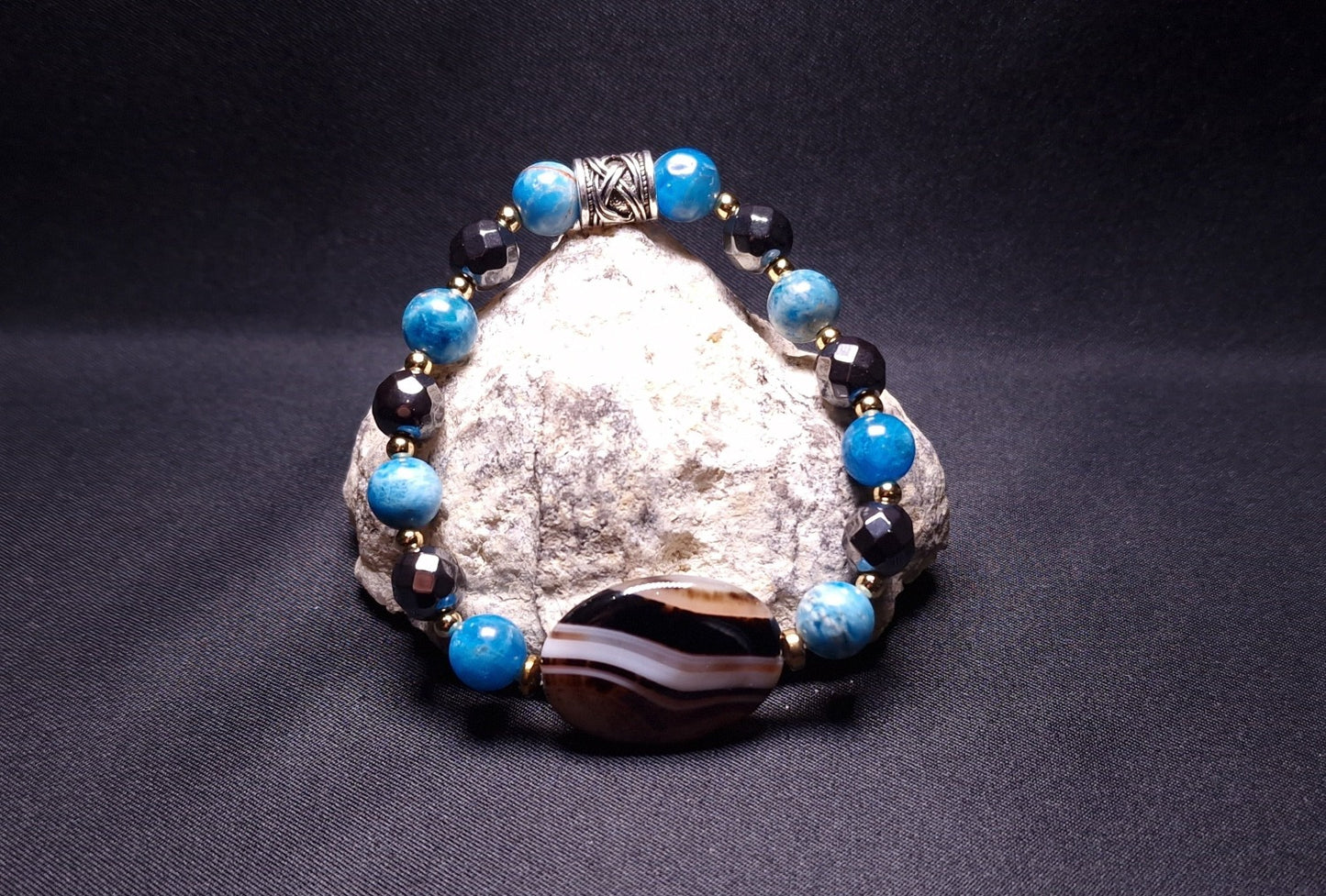 Bracelet de Cohérence® - Agate du Botswana, Or, Hématite facettée, Apatite