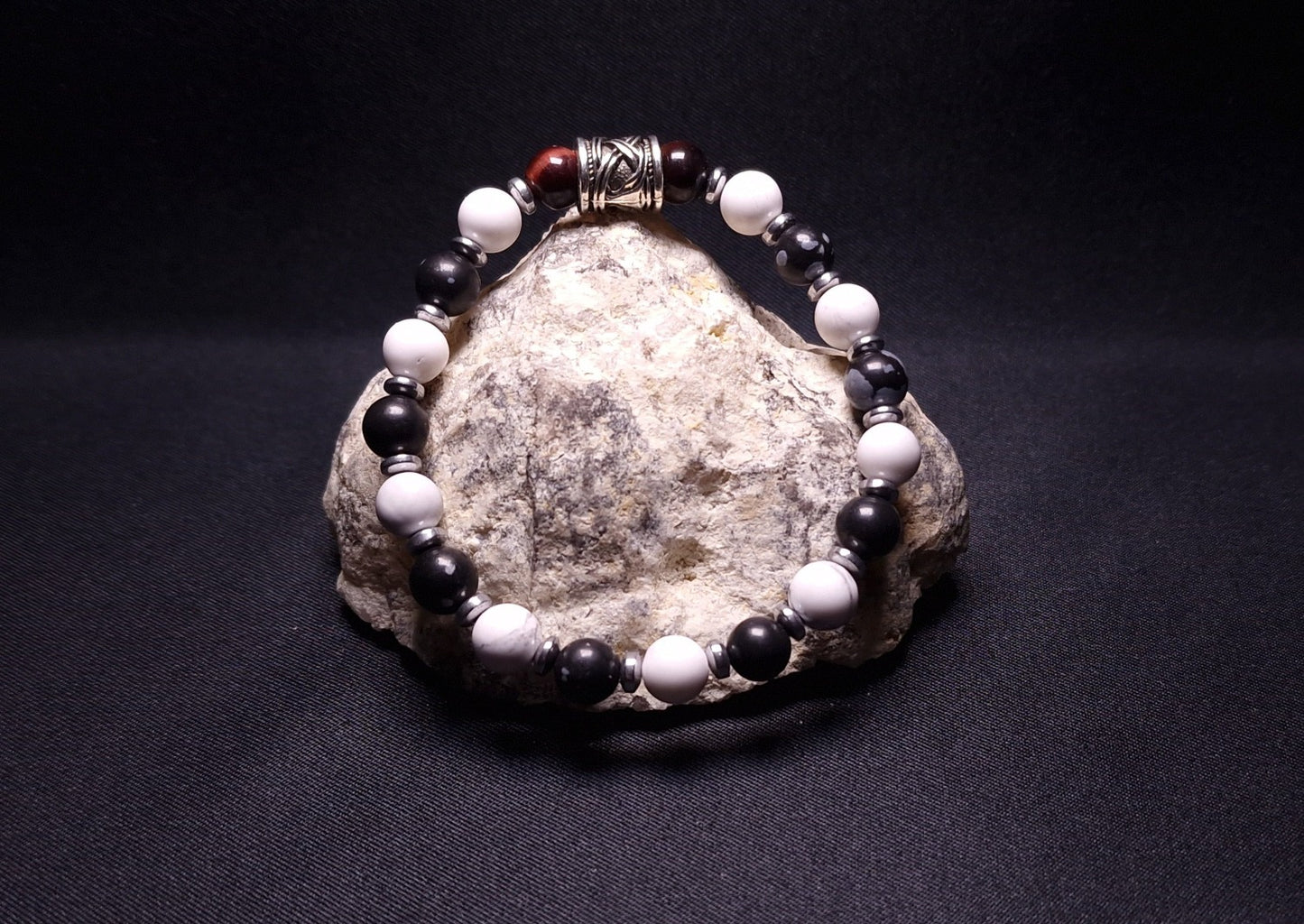 Cohérence® Children's Bracelet - Howlite, Snowflake Obsidian, Hematite, Bull's Eye