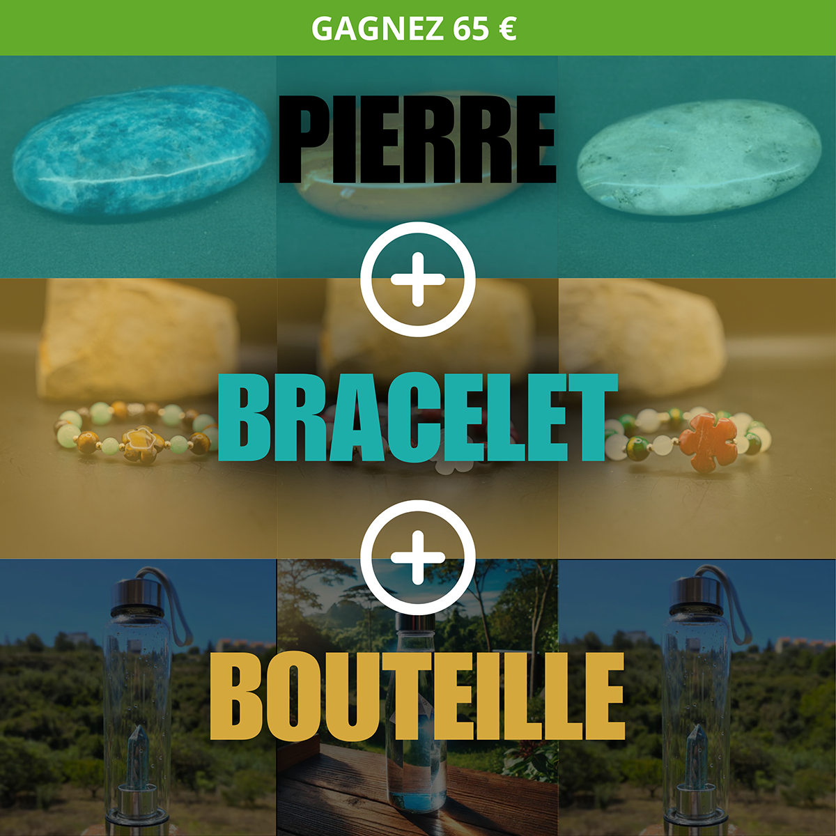 pack Pierre, Bracelet et Bouteille de Cohérence