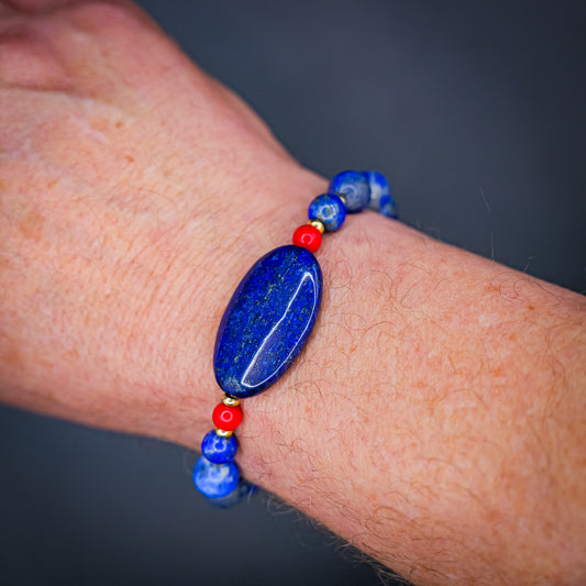 Bracelet de Cohérence® - Lapis Lazuli, perle or rempli 14K, Grand Lapis Lazuli AA