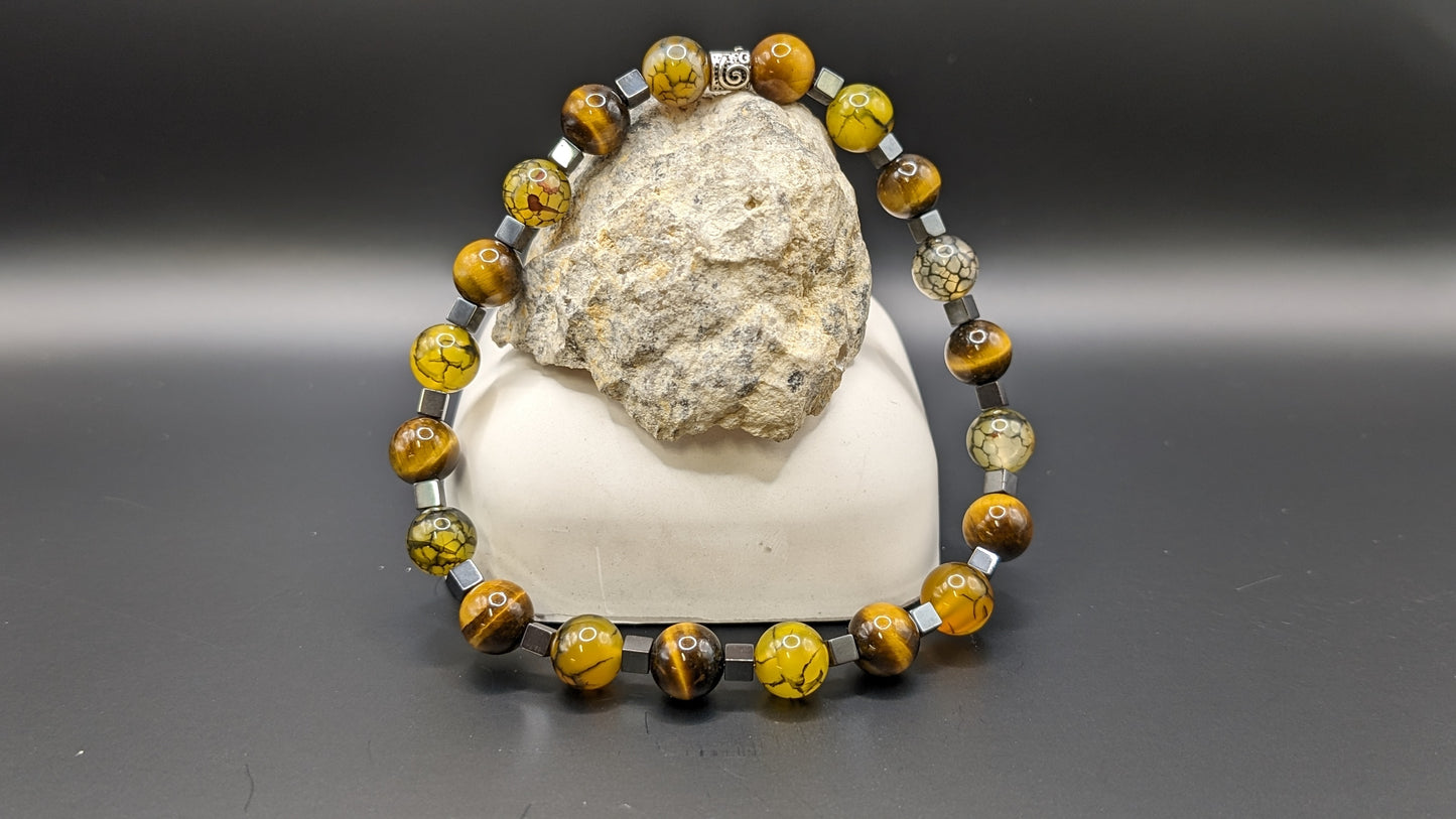 Coherence® Necklace for Animals - Tiger Eye, Dragon Vein Agate, Hematite