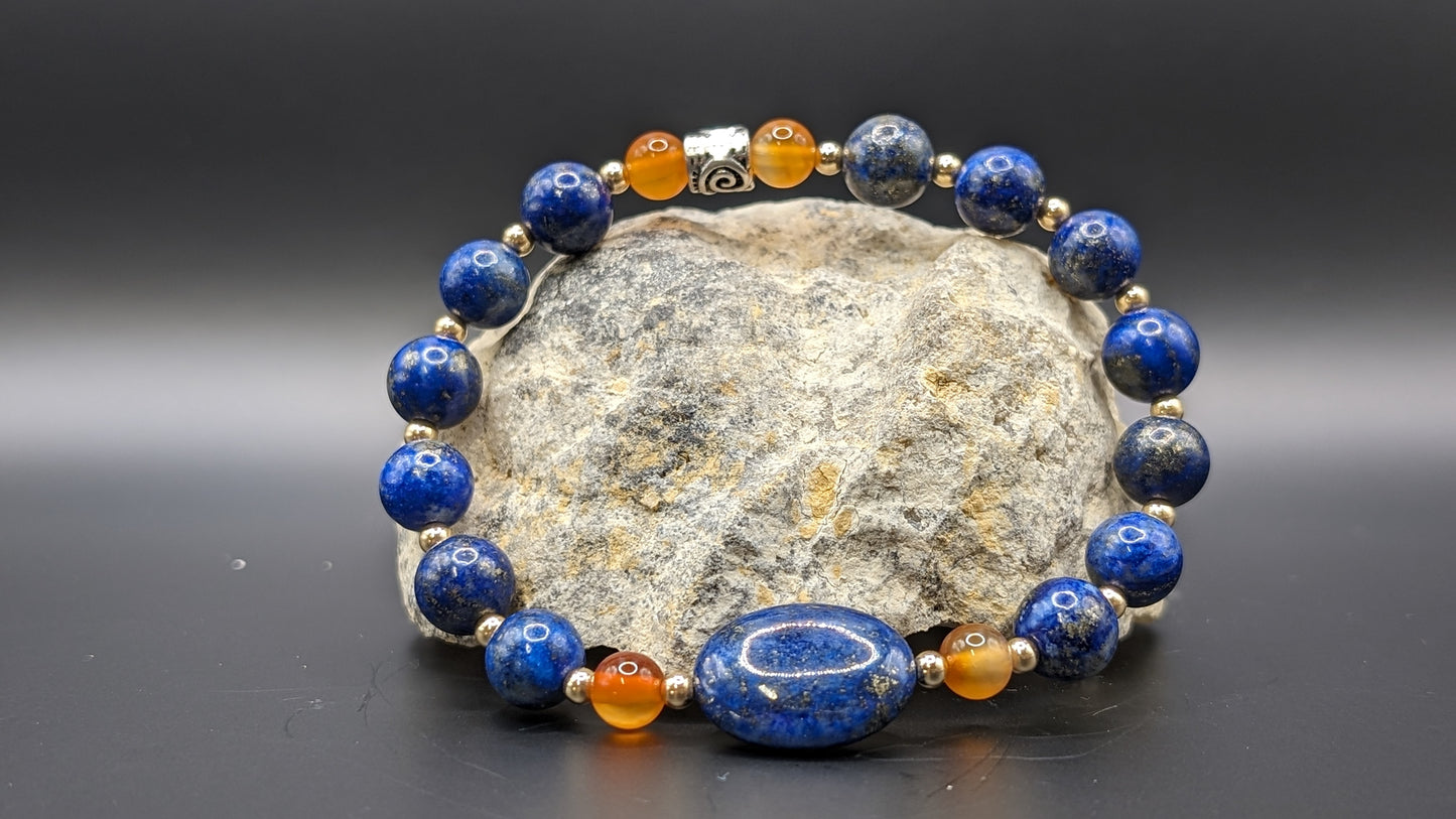 Bracelet de Cohérence® - Lapis lazuli, Or, Cornaline