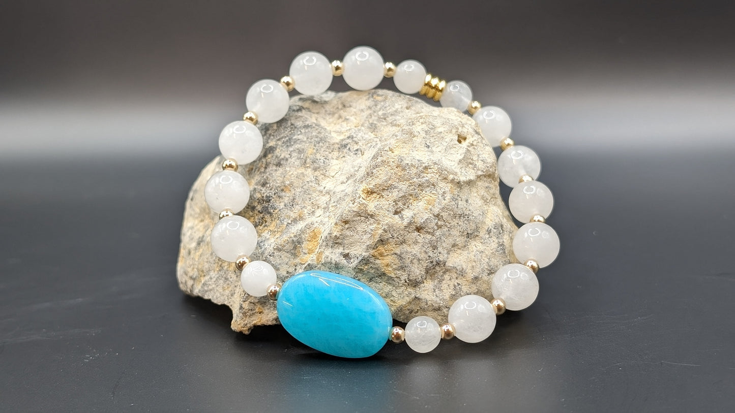 Cohérence® Bracelet - Amazonite Gold, White Jade 