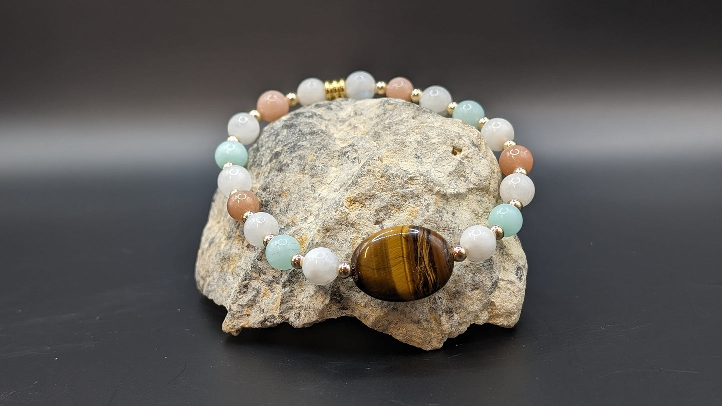 Coherence® Bracelet - Tiger Eye, Gold, Moonstone, Sunstone, Amazonite 