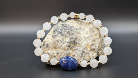 Bracelet de Cohérence® - Lapis Lazuli, Or, Jade blanche